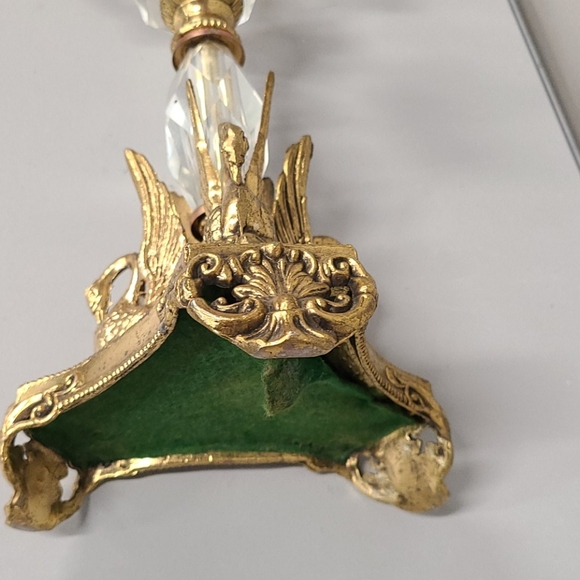 Vintage Brass Swan Base 3 Arm Candelabra 15" - Picture 9 of 12